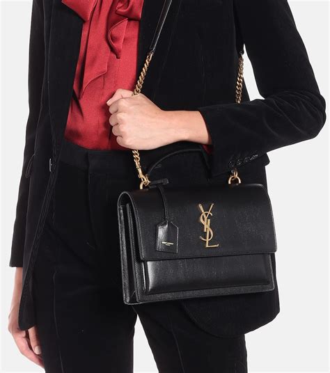 ysl sunset medium grey|medium sunset leather shoulder bag.